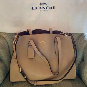 Coach Leather Handbag, Beige